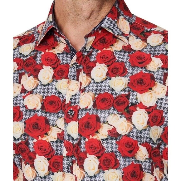 Society Of Threads Men's Slim Fit Floral Performance Dress Shirt Size: Large - Picture 3 of 7
